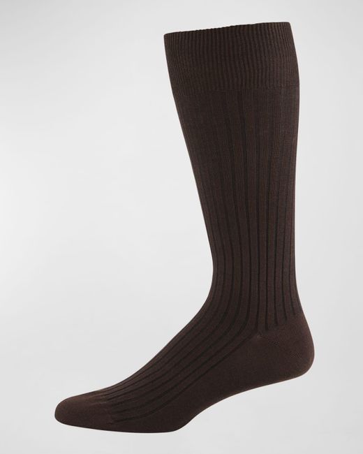 Neiman Marcus Black Core-spun Socks, Crew for men