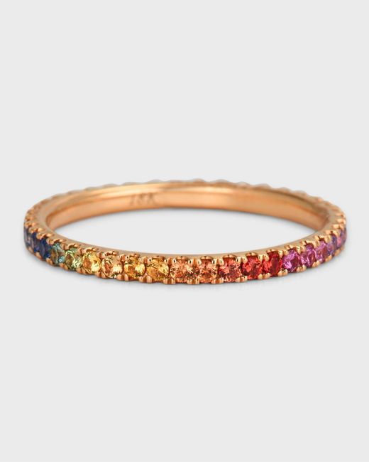 Lisa Nik Multicolor 18k Rose Gold Rainbow Sapphire Ring, Size 6