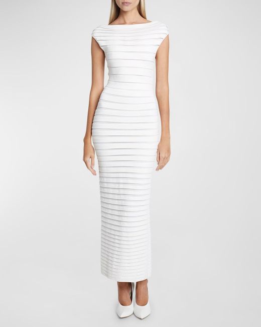 Alaïa White Cap-Sleeve Bandage Midi Dress