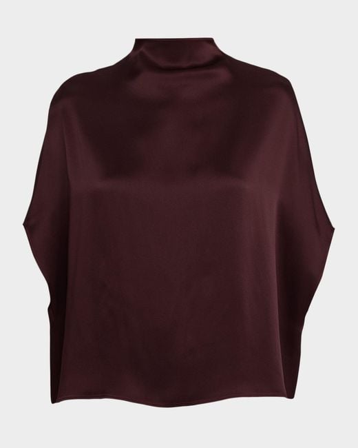 LAPOINTE Red Satin Cape Tee