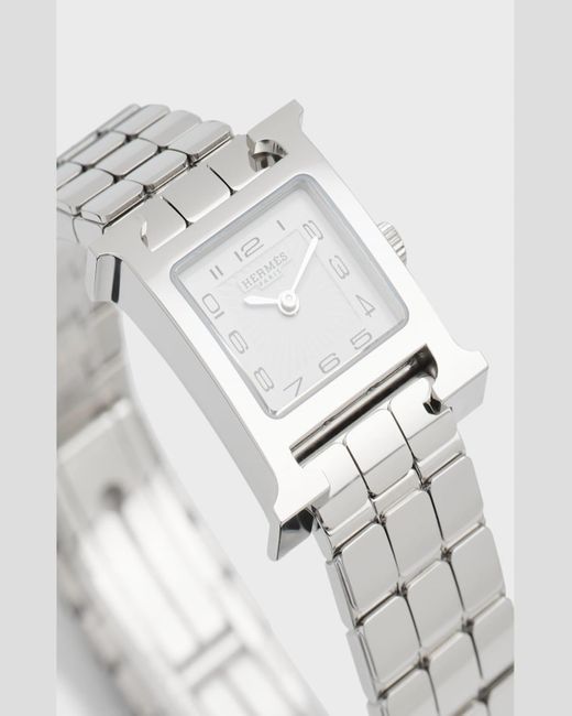 Hermès White Heure H Watch, Mini Model, 21 Mm
