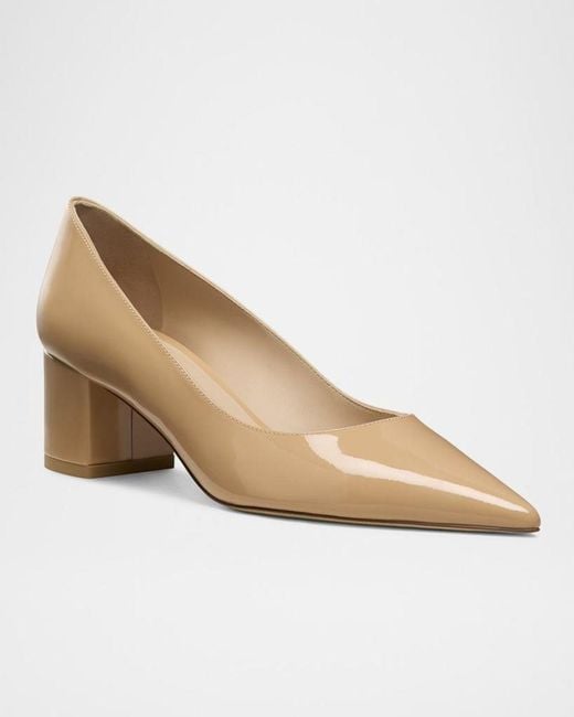 Stuart Weitzman Natural Stuart Power Block-Heel Pumps