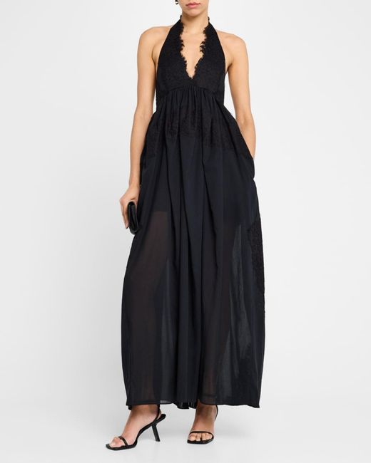 A.L.C. Cambrie Lace Halter Maxi Dress in Black | Lyst