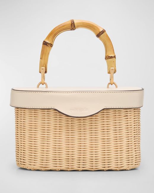 Cult Gaia White Gwyneth Basket Top-Handle Bag