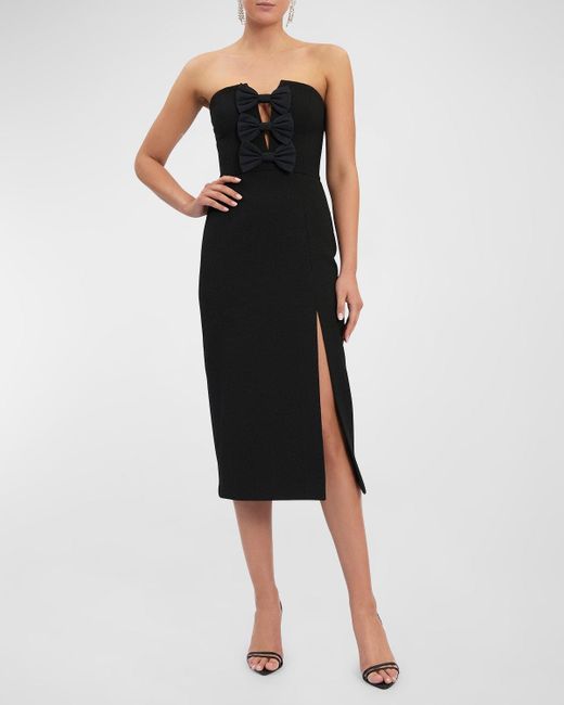 Rebecca Vallance Cecily Strapless Cutout Bow-front Midi Dress in Black ...