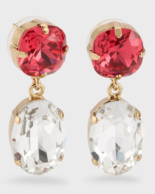 Rebekah Price Red Olivia Round And Oval Crystal Drop Earrings