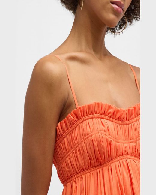 Acler Orange Dartnell Pleated A-Line Maxi Dress