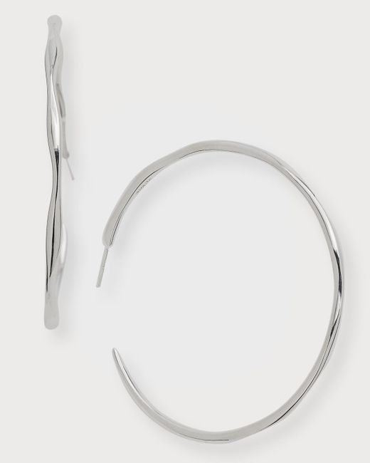 Ippolita Natural Large Squiggle Hoop Earrings In Sterling Silver