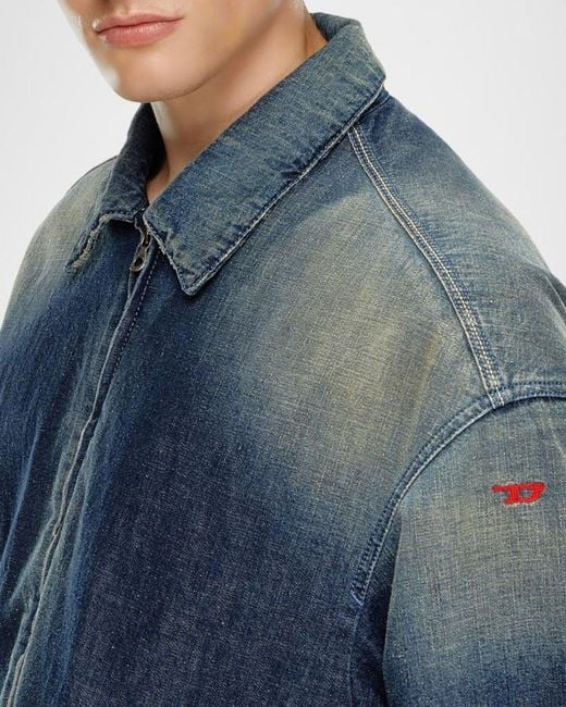 DIESEL Blue Apos;S D-Stack Faded Denim Jacket for men