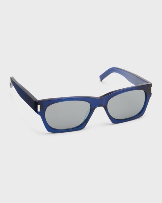Saint Laurent Blue Sl 4020 Rectangle Acetate Sunglasses for men