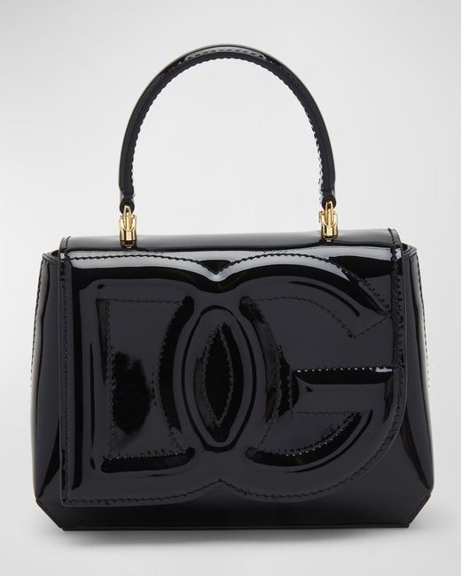 Dolce & Gabbana Black Dg Logo Patent Leather Shoulder Bag