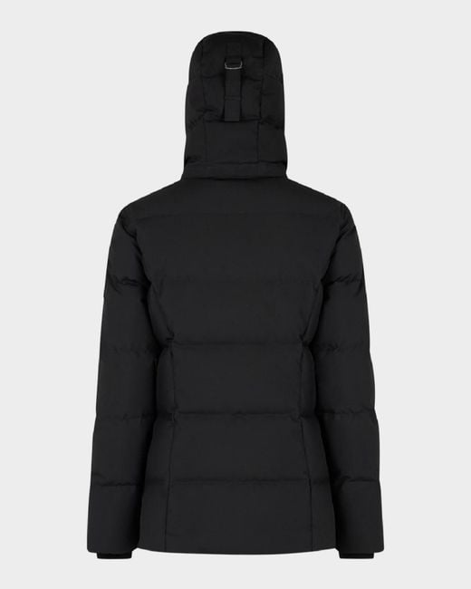 Moose Knuckles Black Shearling-Trimmed Down Puffer Jacket