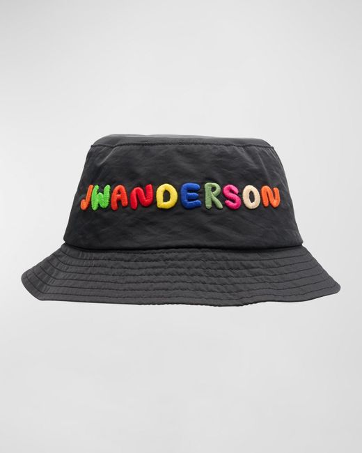 J.W. Anderson Black Logo Embroidery Bucket Hat for men