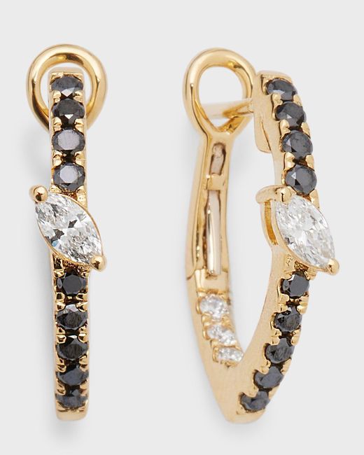 Frederic Sage Metallic 18k Yellow Gold Marquise-cut Diamond Hoop Earrings