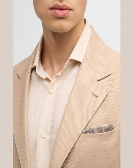 Brunello Cucinelli Natural Exclusive Diagonal Suit for men