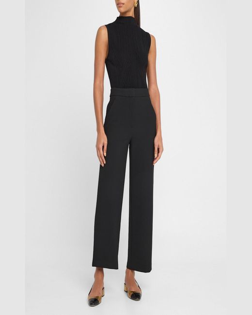 Veronica Beard Black Nellie Ribbed Shell