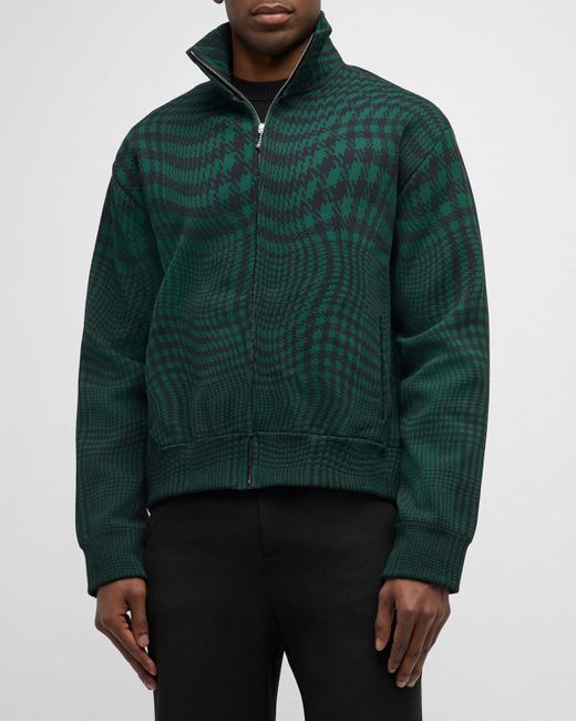Burberry Warped Check Track Jacket in Green for Men | Lyst