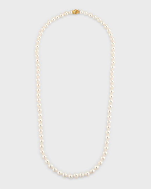 Assael White 26" Akoya Cultured 8mm Pearl Necklace With Yellow Gold Clasp