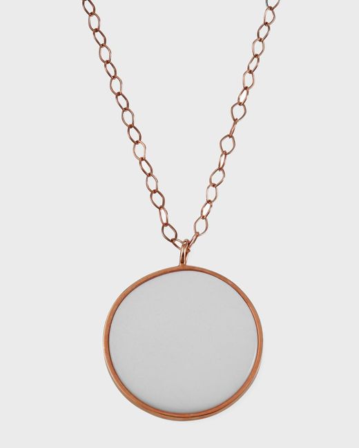 Ginette NY Metallic Ever Jumbo White Agate Disc Necklace