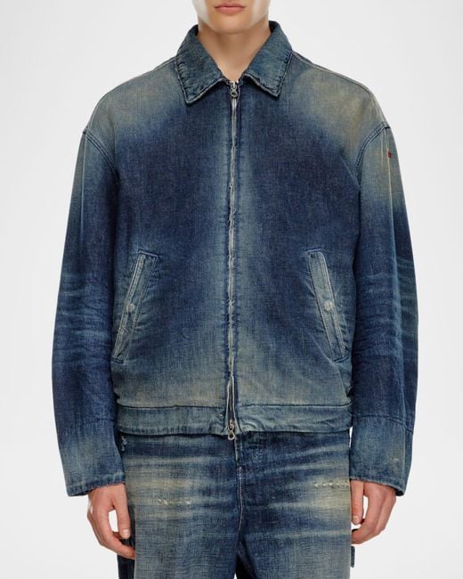 DIESEL Blue Apos;S D-Stack Faded Denim Jacket for men