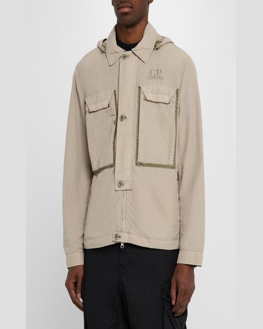C P Company Natural Nylon Goggle Overshirt for men