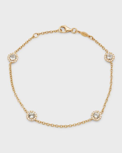 Kiki McDonough Natural Grace 18k Yellow Gold Chain Bracelet With Green Amethyst And Diamonds