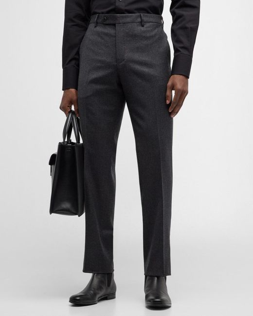 Zanella Black Parker Wool-Cashmere Stretch Dress Pants for men