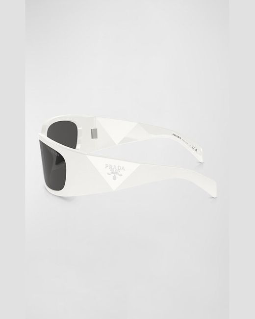 Prada Multicolor Plastic Rectangle Wrap Sunglasses for men