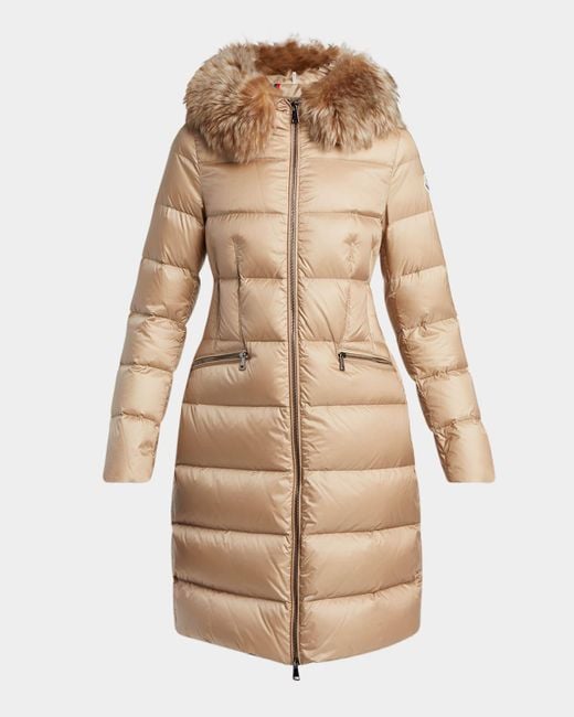 Moncler Natural Suyenne Hooded Long Down Parka