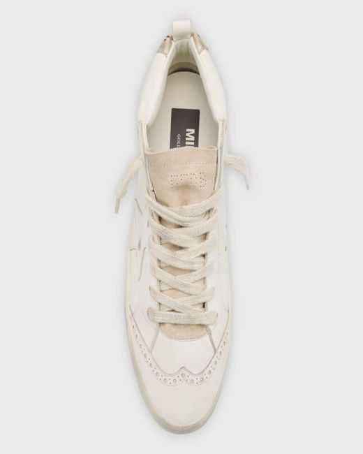 Golden Goose Deluxe Brand Natural Mid Star Mixed Leather Wing-tip Sneakers