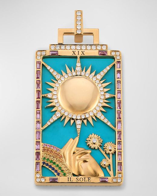 Sorellina Blue 18K Pendant With Sapphires, Tsavorite And Gh-Si Diamonds, 54X28Mm