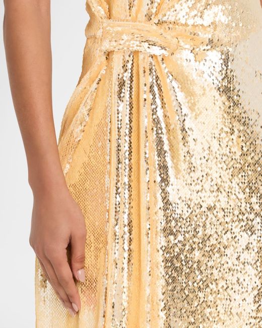 milly gold sequin dress Porsha Sequin One Shoulder Dress in Yellow