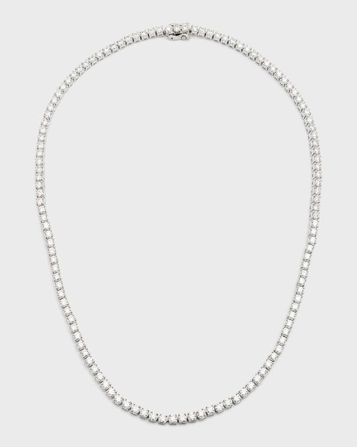 Neiman Marcus 18k White Gold Round Diamond Line Necklace, 18"l