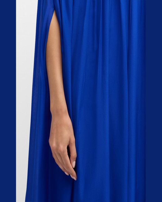 Gaurav Gupta Blue Off-The-Shoulder Silk Chiffon Waterfall Gown