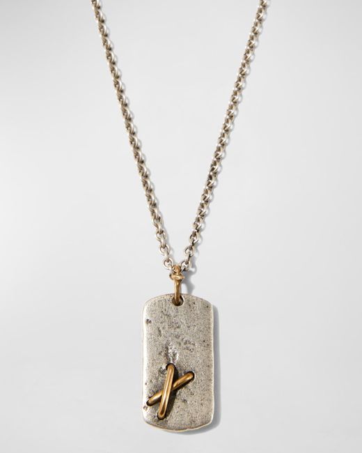 John Varvatos Metallic Wrap Dog Tag Pendant Necklace, 24"L for men