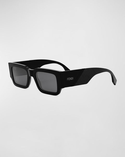Fendi Black Rectangle Acetate Sunglasses for men