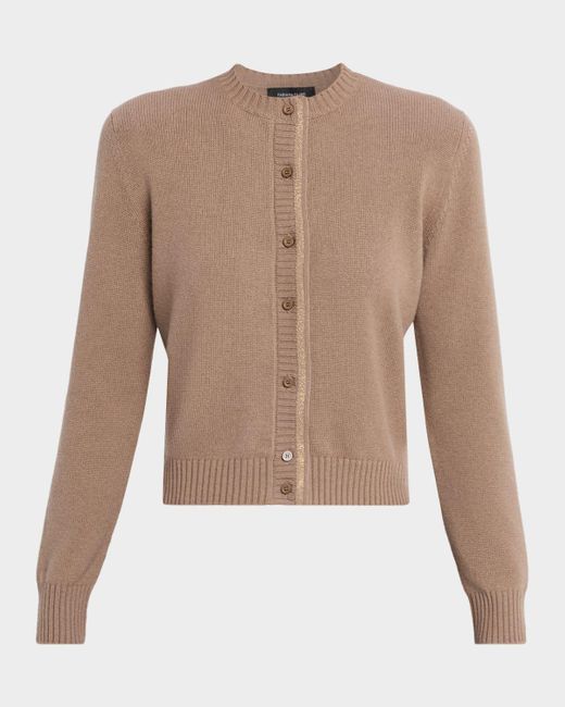 Fabiana Filippi Natural Beaded Crewneck Cardigan