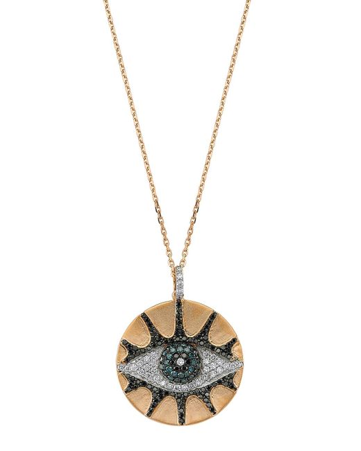 BeeGoddess Metallic Eye Light Multi-diamond Disc Pendant Necklace