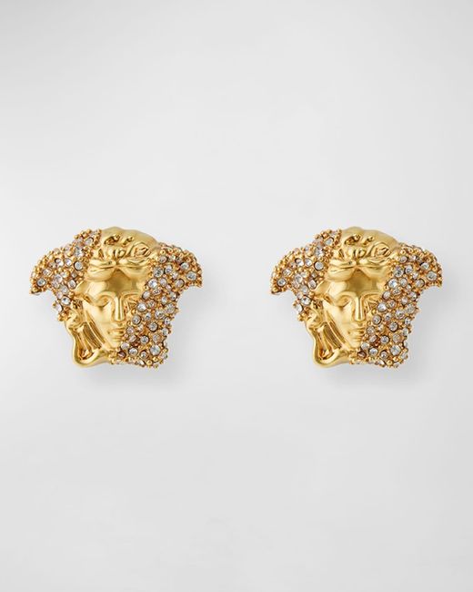 Versace Metallic Medusa Head Crystal-Embellished Earrings for men