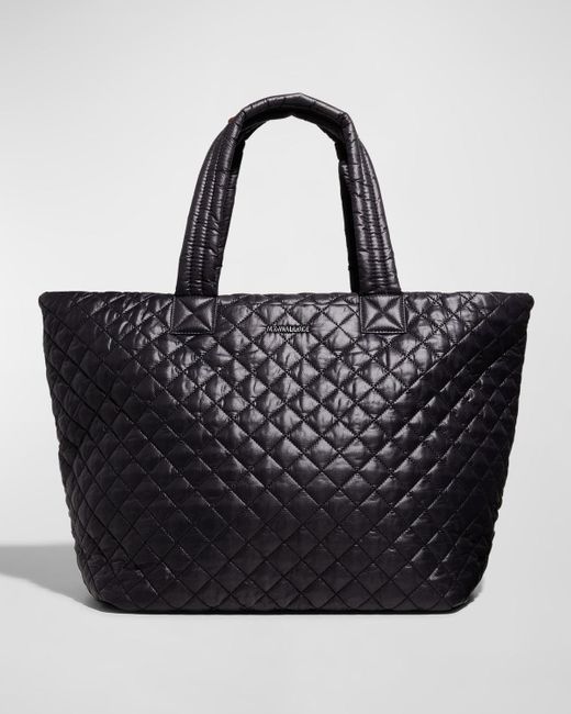 MZ Wallace Black Metro Deluxe Large Quilted Nylon Tote Bag
