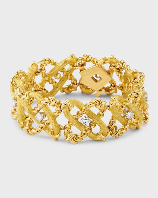 NM Estate Metallic Estate Tiffany 18k Yellow Gold Alternating Diamond Twist Bracelet