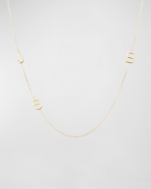 Maya Brenner White Mini 3-letter Personalized Necklace, 14k Yellow Gold