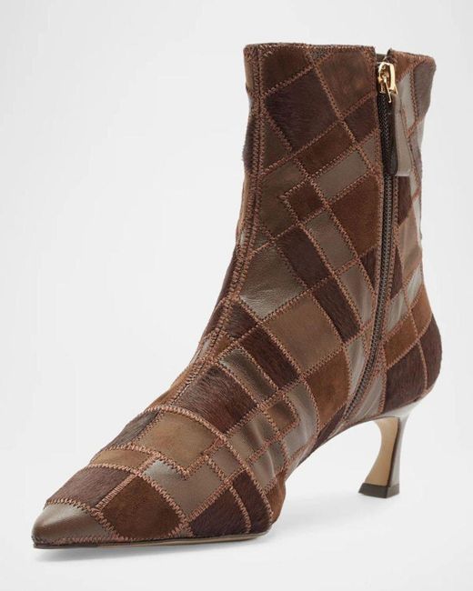 Alexandre Birman Brown 50Mm Annelise Patchwork Leather Booties