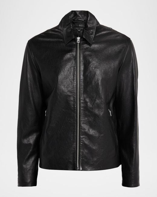 Rag & Bone Black Apos;S Melrose Full-Zip Leather Jacket for men
