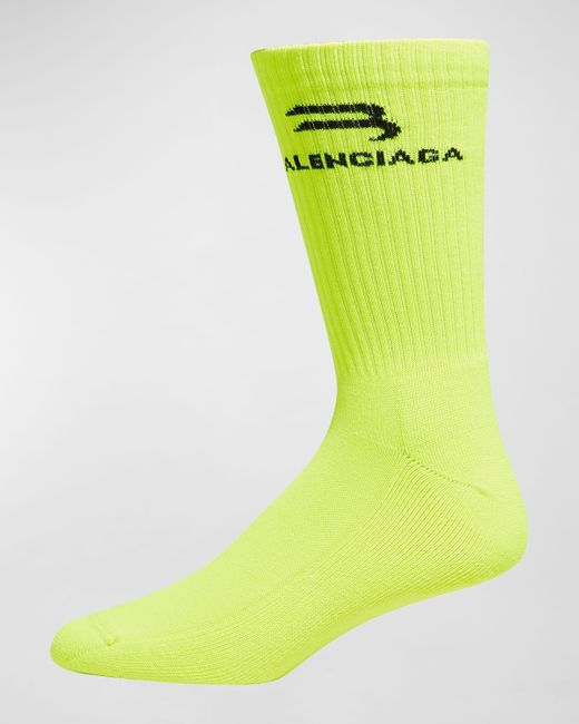 Balenciaga Green Logo Sport Socks for men