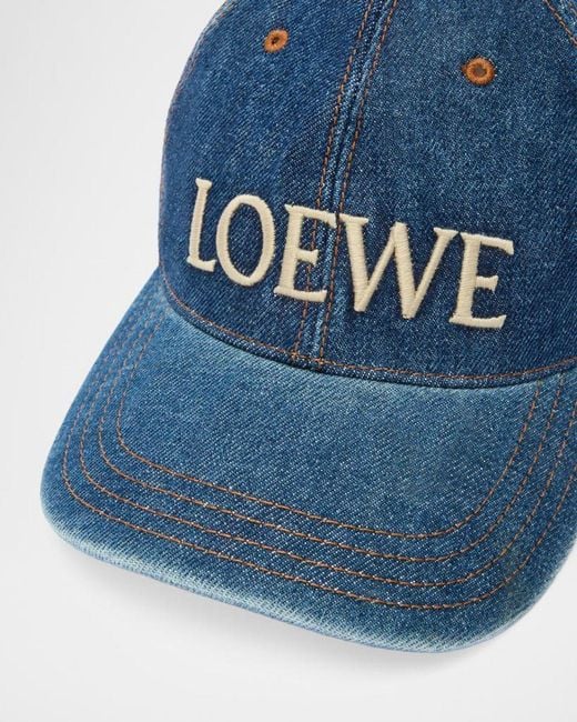 Loewe Blue X Paula & Apos;S Ibiza & Apos;S Denim Logo Baseball Cap for men