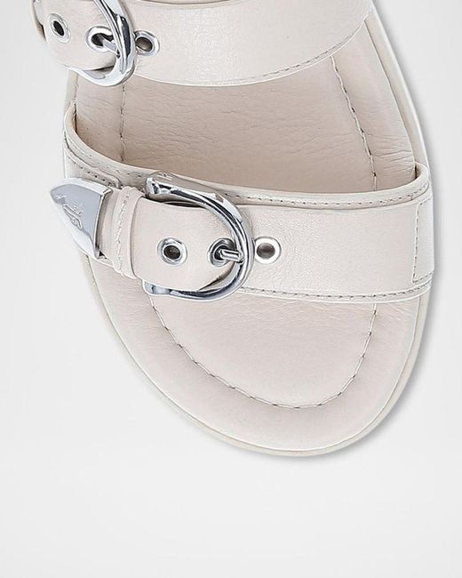 Frye White Maya Double Buckle Slide Sandals