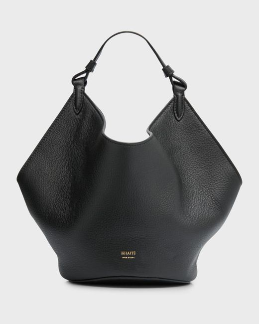 Khaite Black Lotus Mini Suede Shoulder Bag