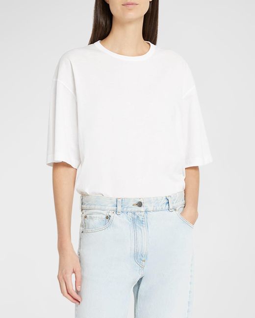 The Row White Steven Relaxed Short Sleeve Top