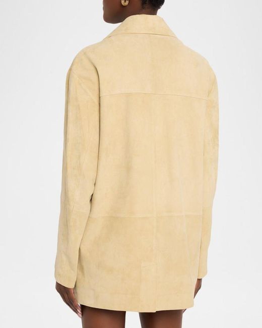 Arma Natural Sendy Button-Down Suede Jacket